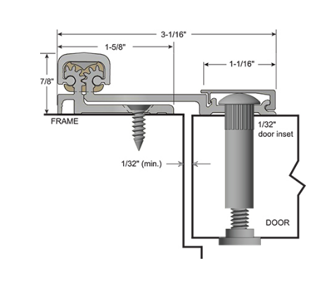 NGP HD2100 Full Surface Swing Clear Continuous Geared Hinge 1/32" Door Inset for 1-3/4" to 2-1/4" Doors