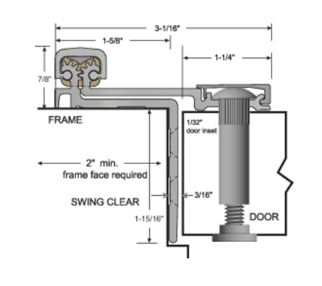NGP HD4200 Half Surface Swing Clear Continuous Geared Hinge 1/32" Door Inset for 1-3/4" to 2-1/4" Doors