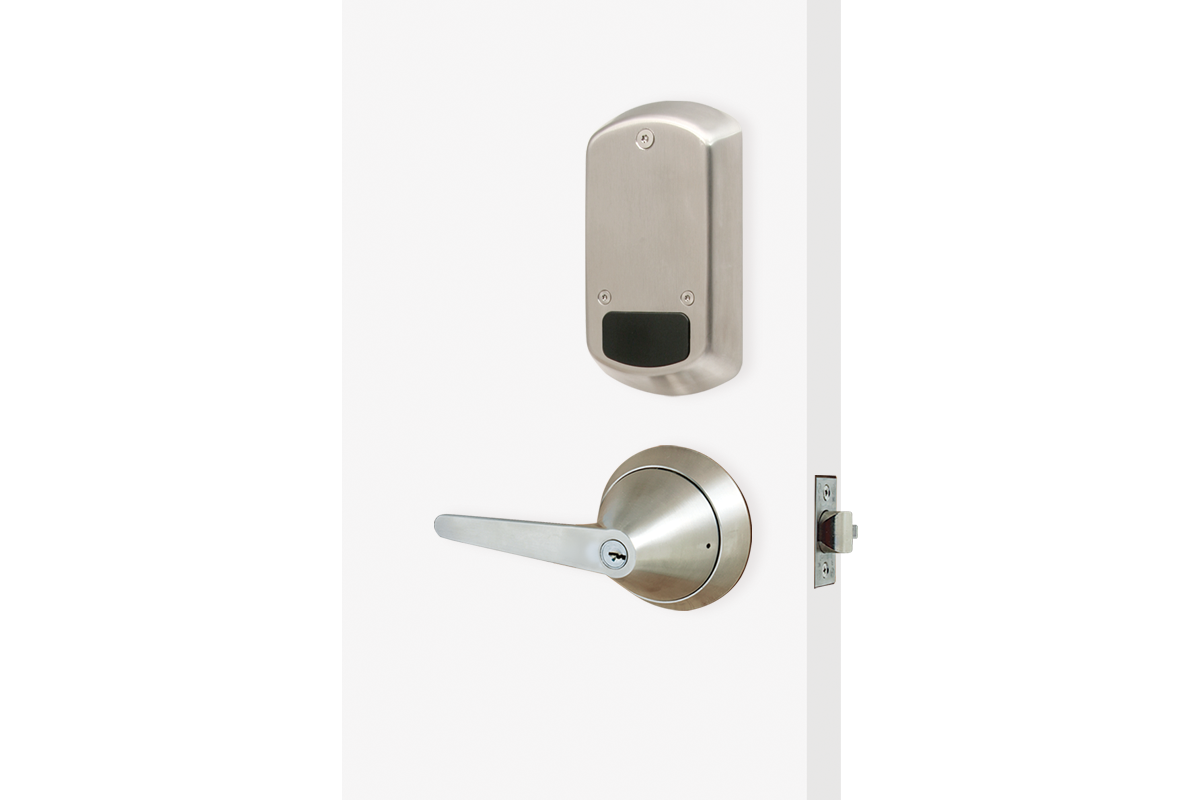 TownSteel XTRXL Grade 1 Clutched Electronic Cylindrical Lock w/ Ligature Resistant Lever Trim, Satin Stainless Steel