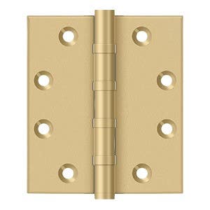 Deltana DSB4540B4 4-1/2" x 4" Hinge, Ball Bearing, Solid Brass, Pair, Finish-Brushed Brass