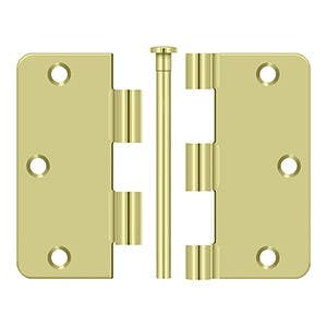 Deltana S35R4BK2D-UN 3-1/2" x 3-1/2" x 1/4" Radius Hinge, Unassembled, Pair,Zinc Dichromate