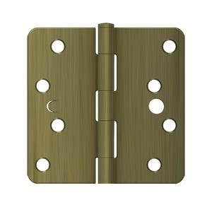 Deltana S44R4SEC5 4" x 4" x 1/4" Radius Hinge, Security, Steel, Pair, Antique Brass