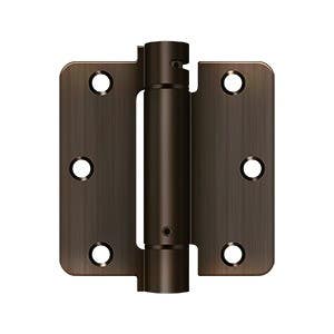 Deltana DSH35R410B-A 3-1/2" x 3-1/2" x 1/4" Radius Spring Hinge, Steel