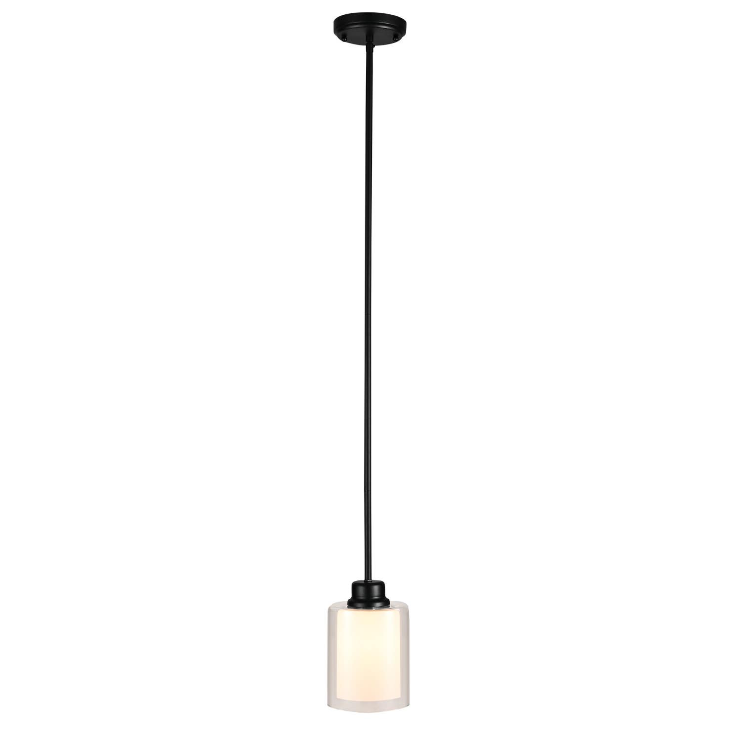 Design House 567214 Oslo Mini Pendant, Frosted White Inner Glass & Clear Outer Glass