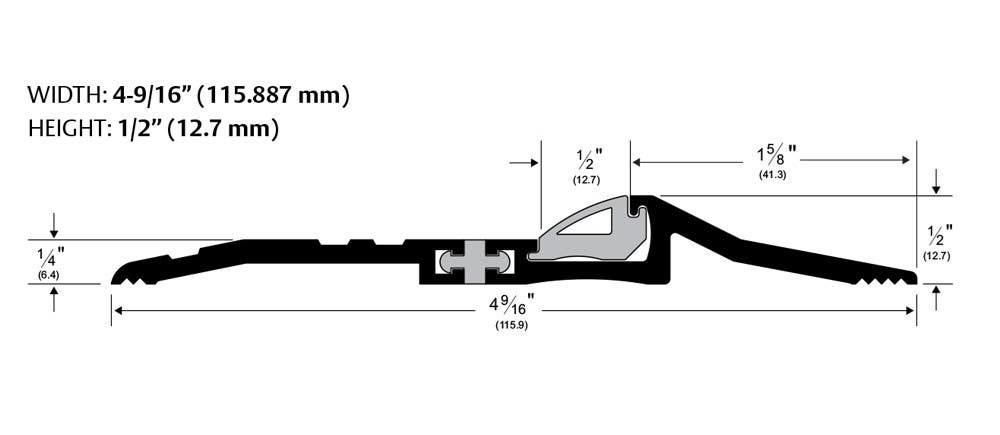Pemko 279x292 Thermal Barrier Latching Panic Saddle Threshold w/ PemkoPrene Insert, 4-9/16" W x 1/2" H