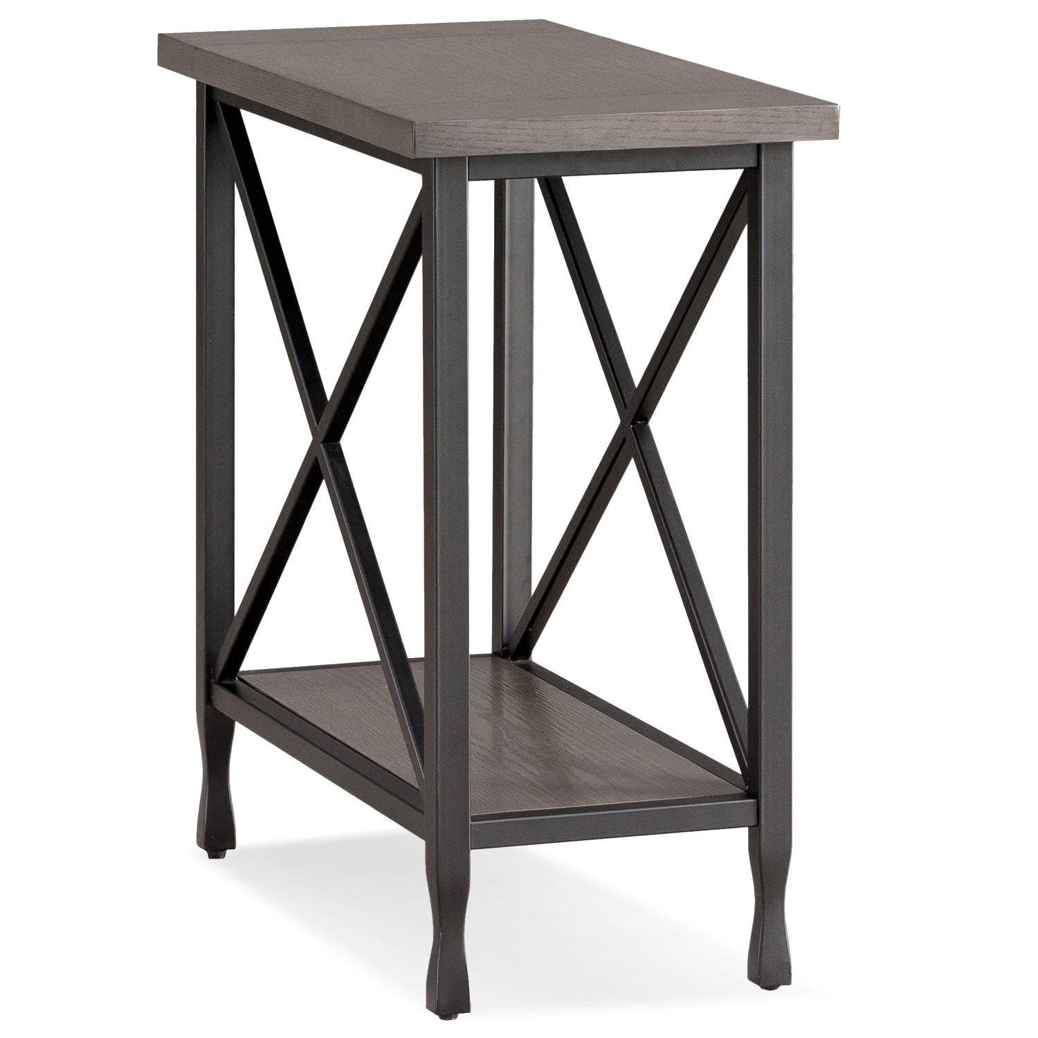 Design House 23005 Chisel & Forge Narrow End Table, Smoke Gray/Matte Black
