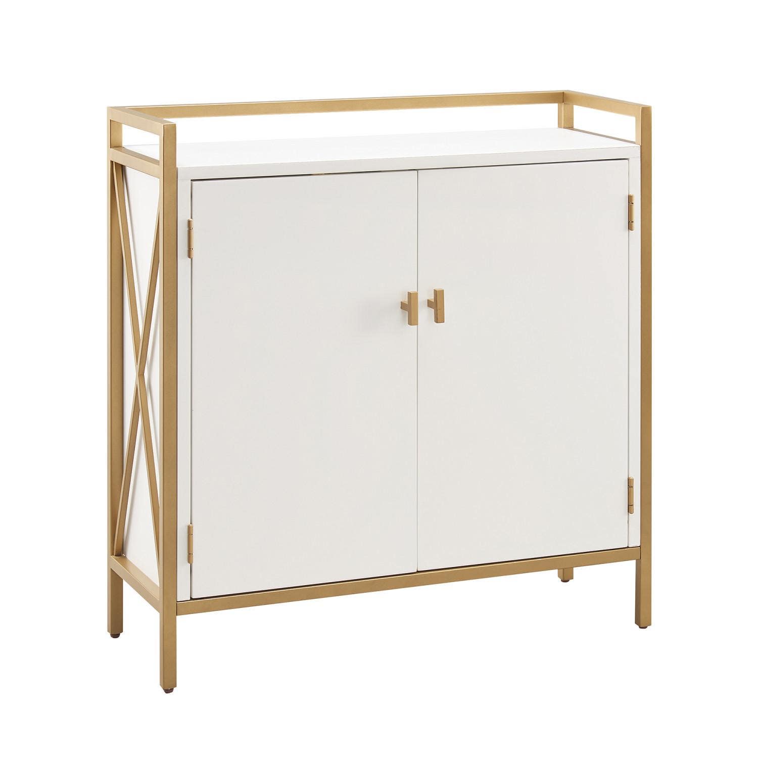 Design House 9200-WTGL Claudette Foyer Cabinet In White & Gold