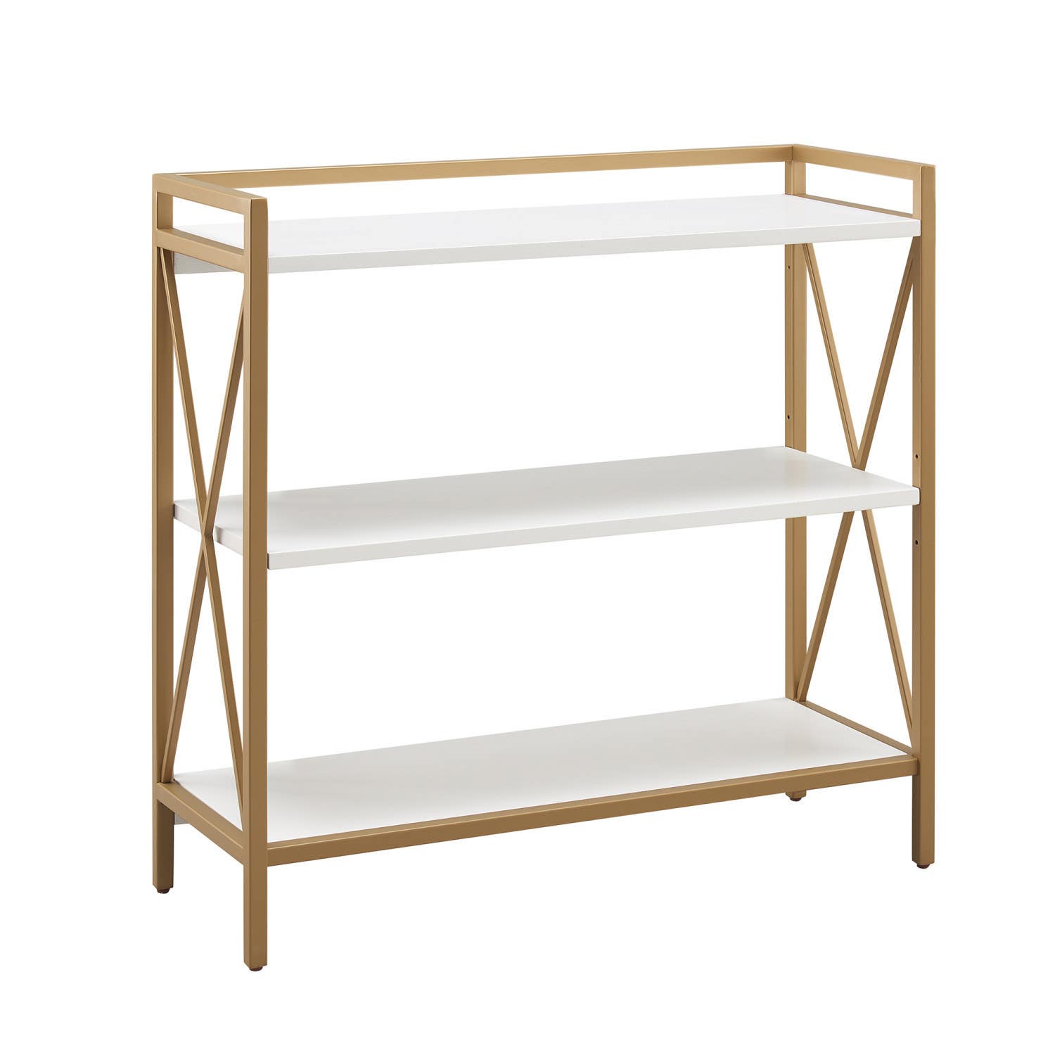 Design House 9261-WTGL Claudette Bookshelf In White & Gold