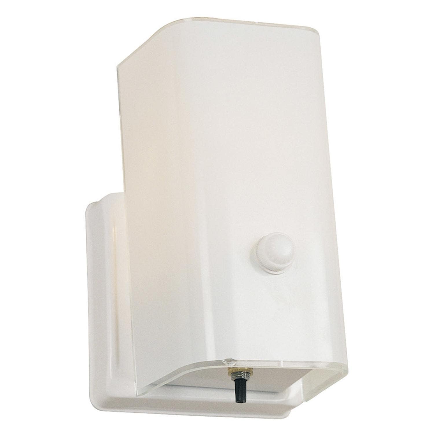 Design House 501130 1-Light White Wall Sconce w/ Switch, Rectangular Frosted Shade