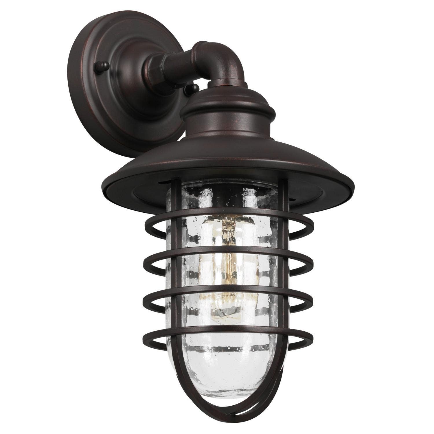 Design House 588970-BRZ Stevenon Wall Light In Bronze w/ Clear Seedy Glass