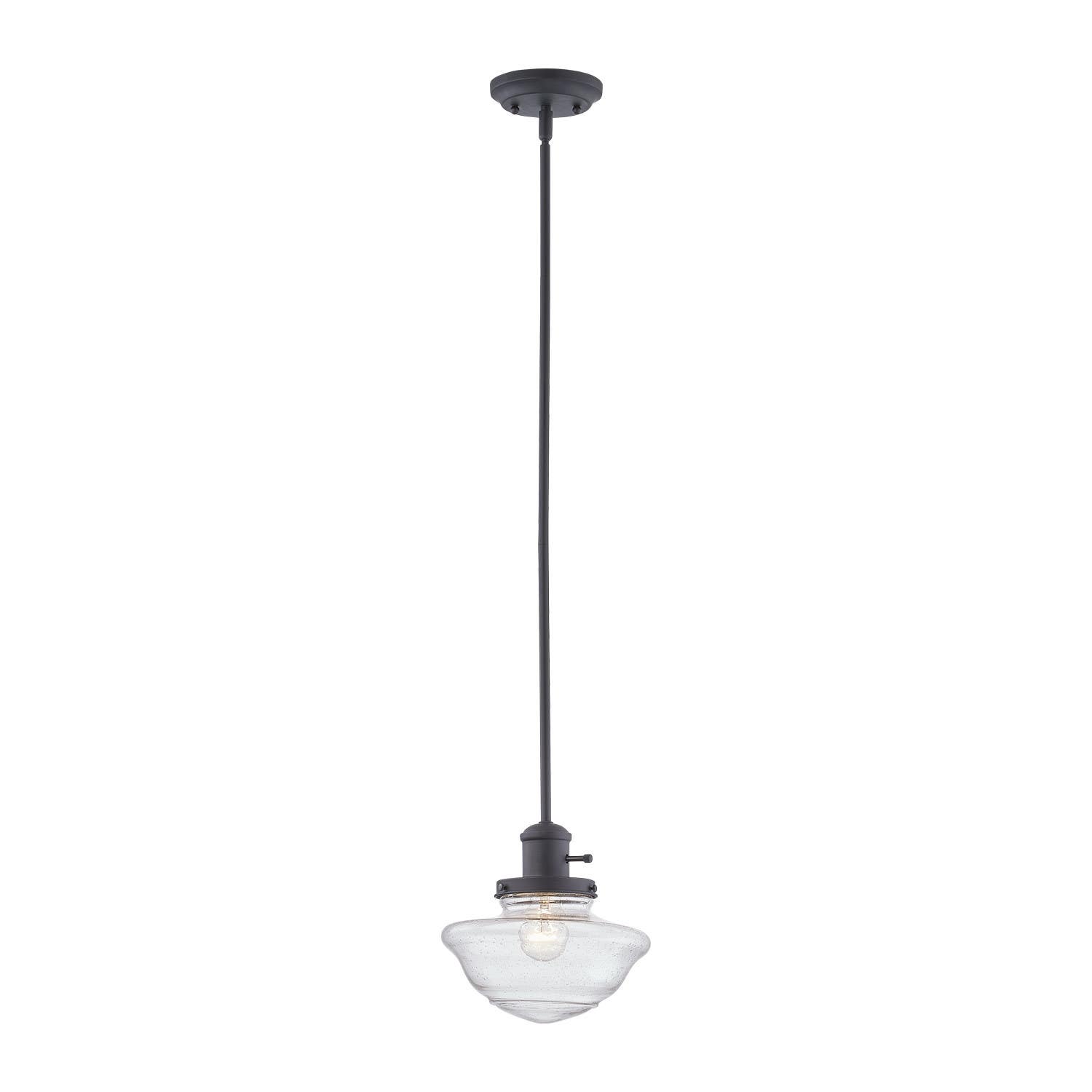 Design House 587451 Schoolhouse Pendant Light In Matte Black w/ Clear Seedy Glass