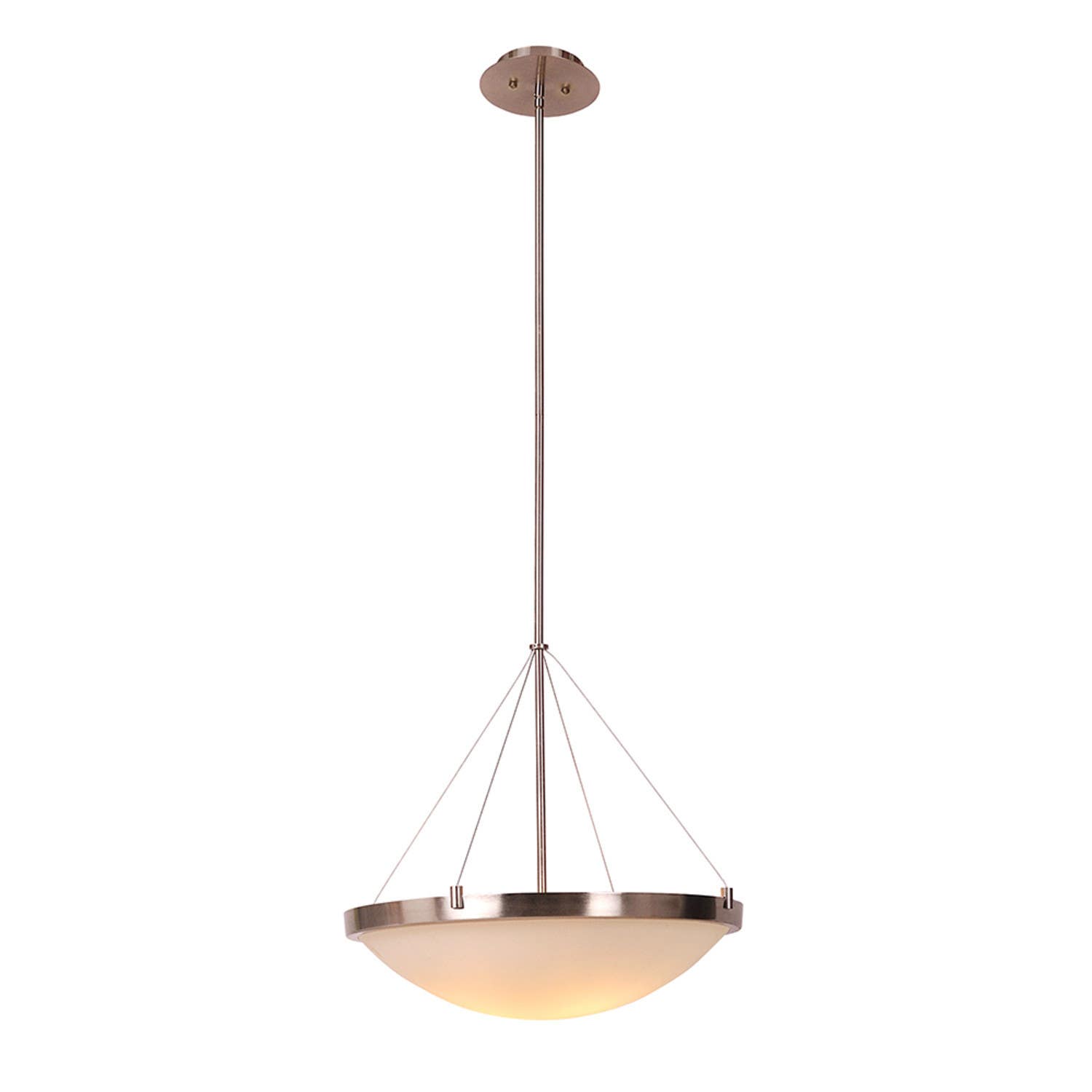 Design House 573139 Eastport Bowl Pendant Light In Satin Nickel w/ Frosted White Glass