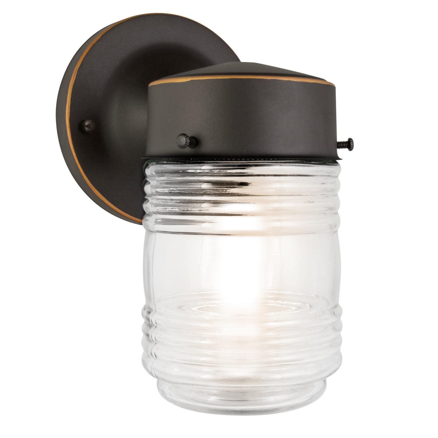 Design House 587246 Jelly Jar LED Wall Light In Black w/ Clear Glass