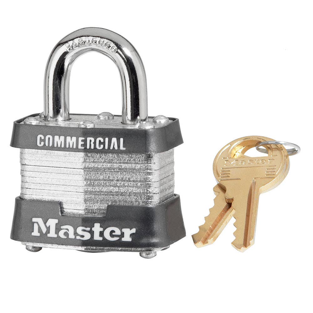 Master Lock 3 Laminated Steel Padlock (40mm) w/ Hardened Steel Shackle & Gray Band