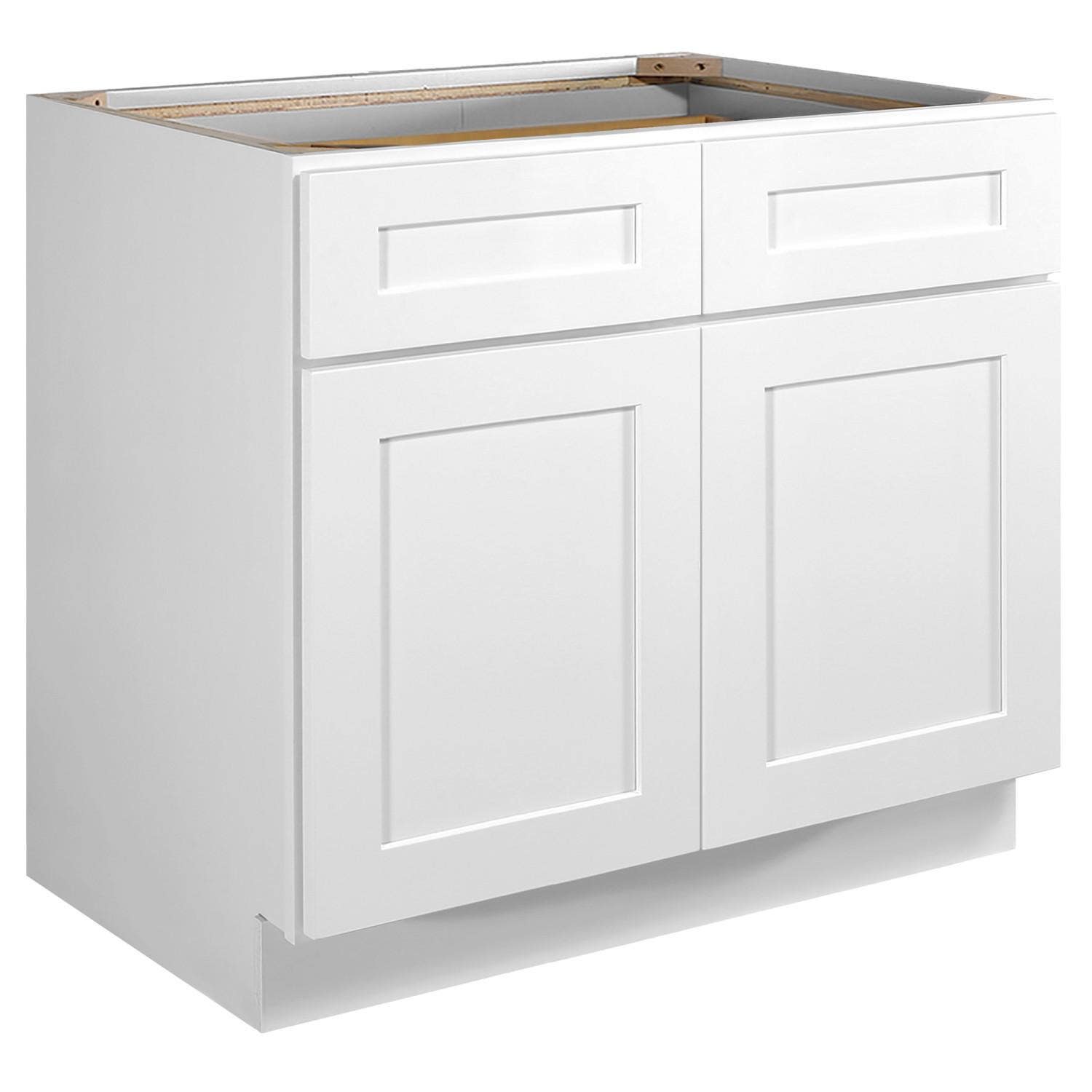 Design House 561407/15/23 Brookings 2-Door, 2-Drawer Base Cabinet In White, Unassembled
