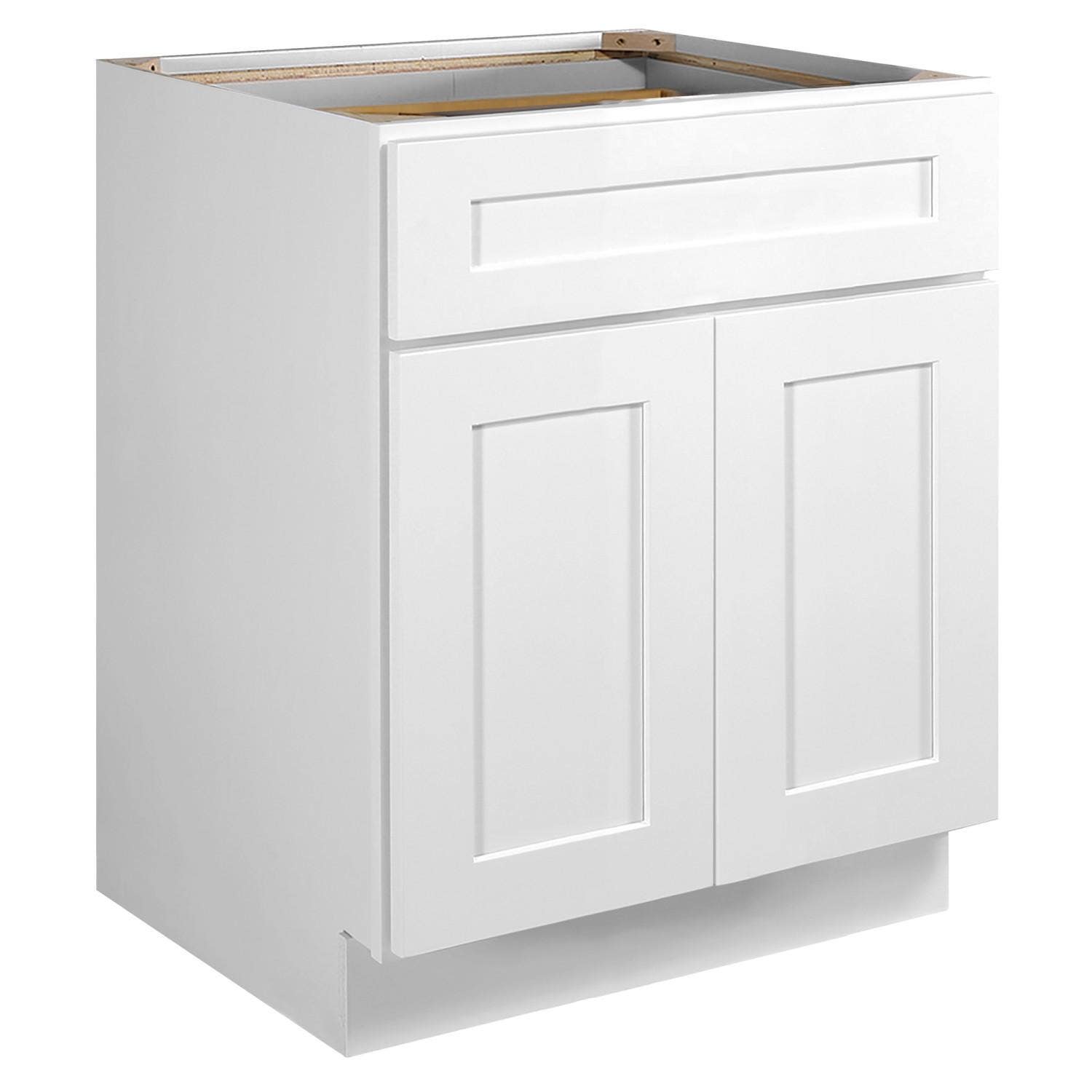 Design House 561365/99 Brookings 2-Door, 1-Drawer Base Cabinet In White, Unassembled