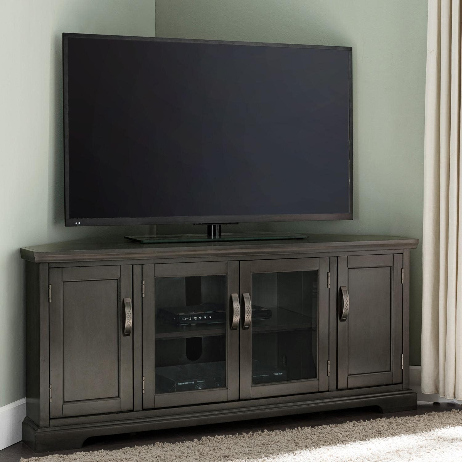 Design House 84386 Corner TV Console In Riverstone Oak