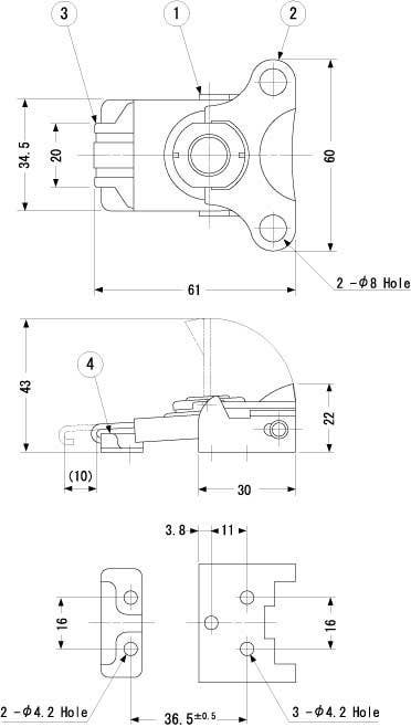 Sugatsune P-102H/SS Draw Latch, Finish-Polished