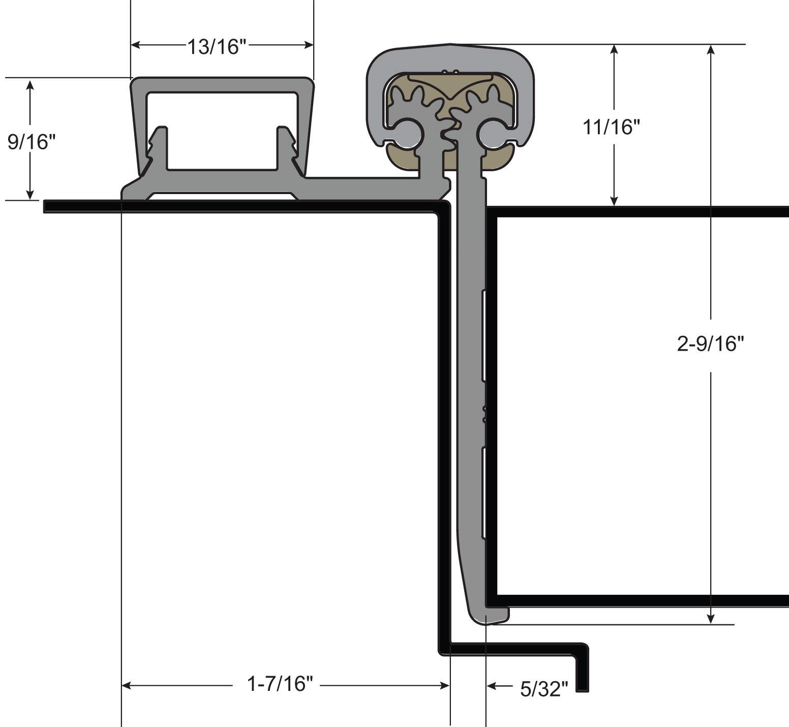 NGP HD5200 Half Mortise Aluminum Heavy-Duty Geared Hinge For 1-3/4" Doors