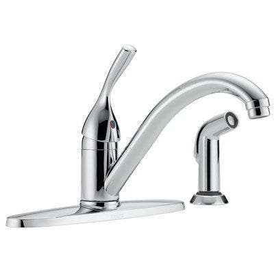Delta Faucet Co 400-DST Classic Single Handle Kitchen Faucet With Spray In Chrome