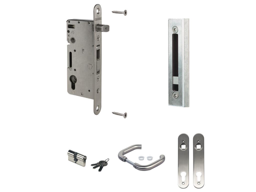 Locinox H-WOOD-SET Complete, Stainless Steel Insert Lock Set for Wooden Gates