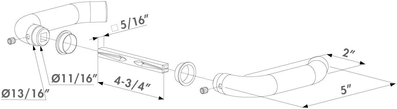 Locinox 3006I-H Stainless Steel Handle Pair for Insert Locks w/ 4-3/4" Follower