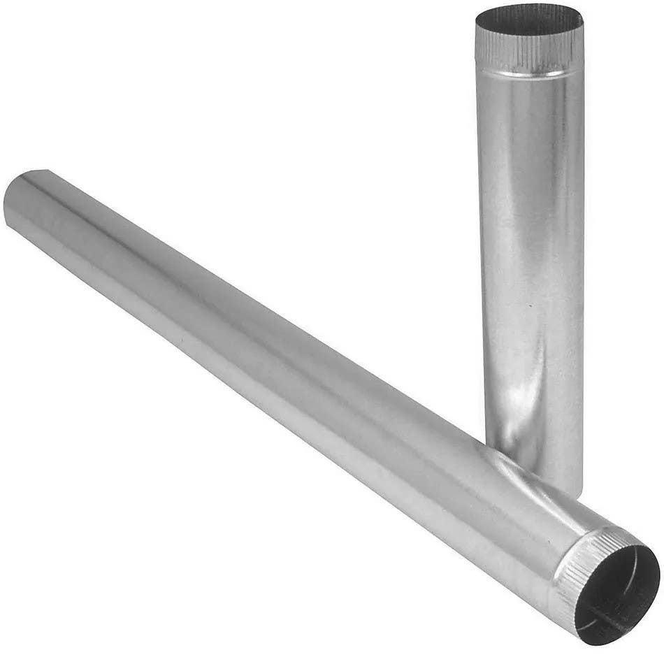 Imperial GV1254 Galvanized Furnace Pipe, 28 Gauge Galvanized, 6 x 24 in