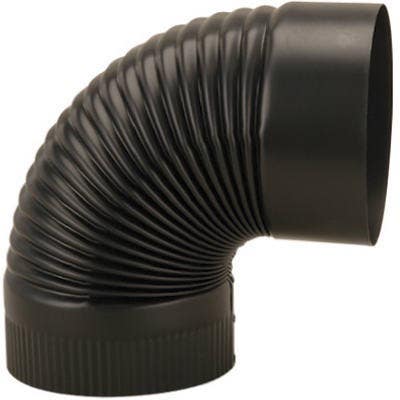 Imperial BM002 Black Stove Corrugated Elbow, 24-Gauge