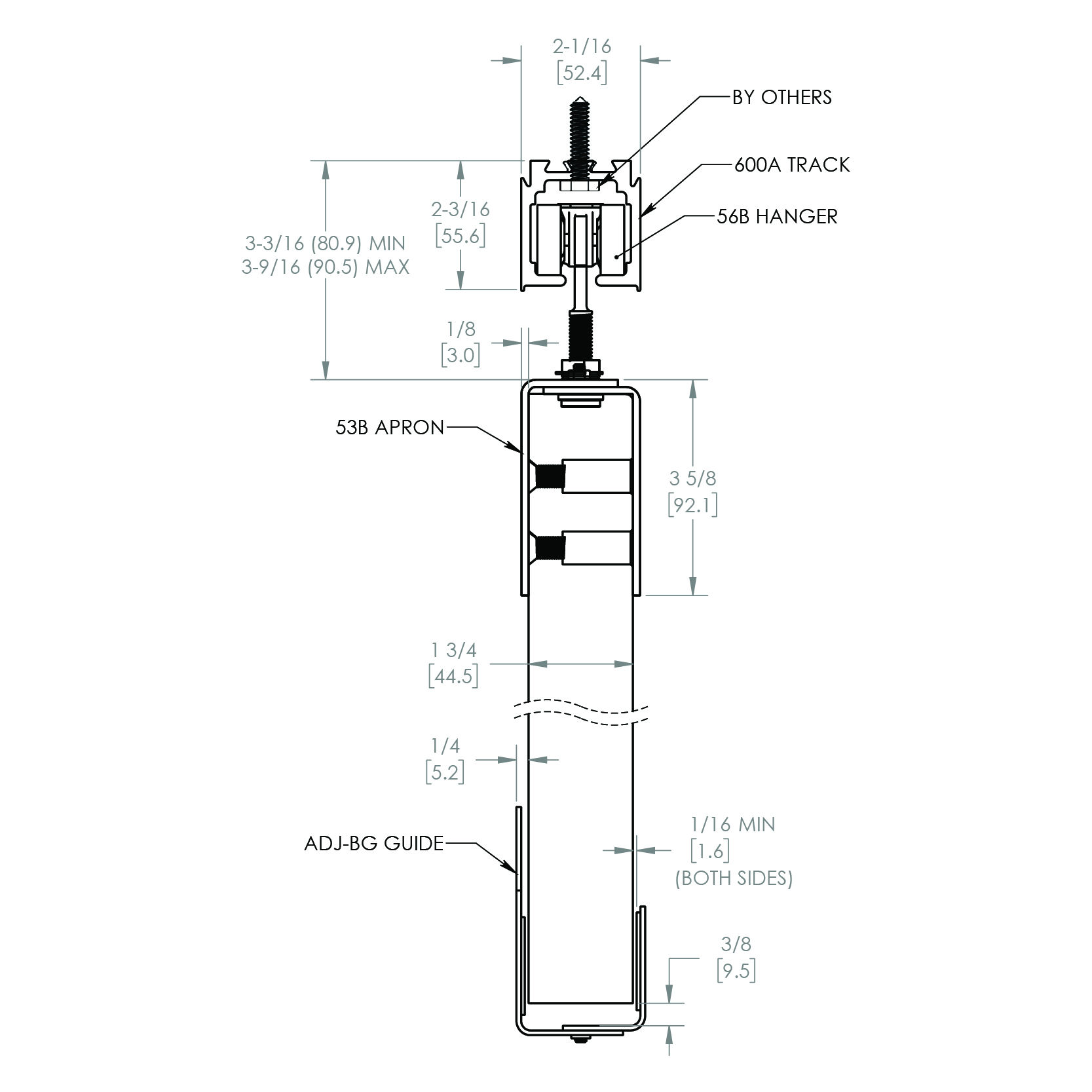 Pemko TBS250A Through-Bolt Sliding Hardware System, Finish-Mill Finish Aluminum