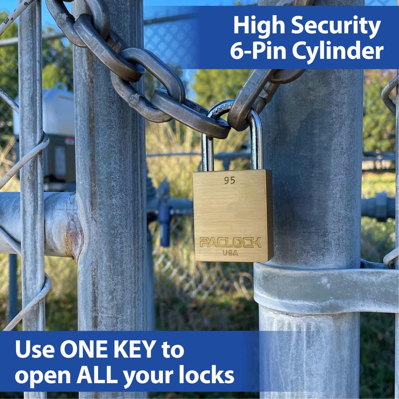 Paclock 95 Standard Rekeyable Light Duty Brass Padlock, 1/4" Shackle Dia.