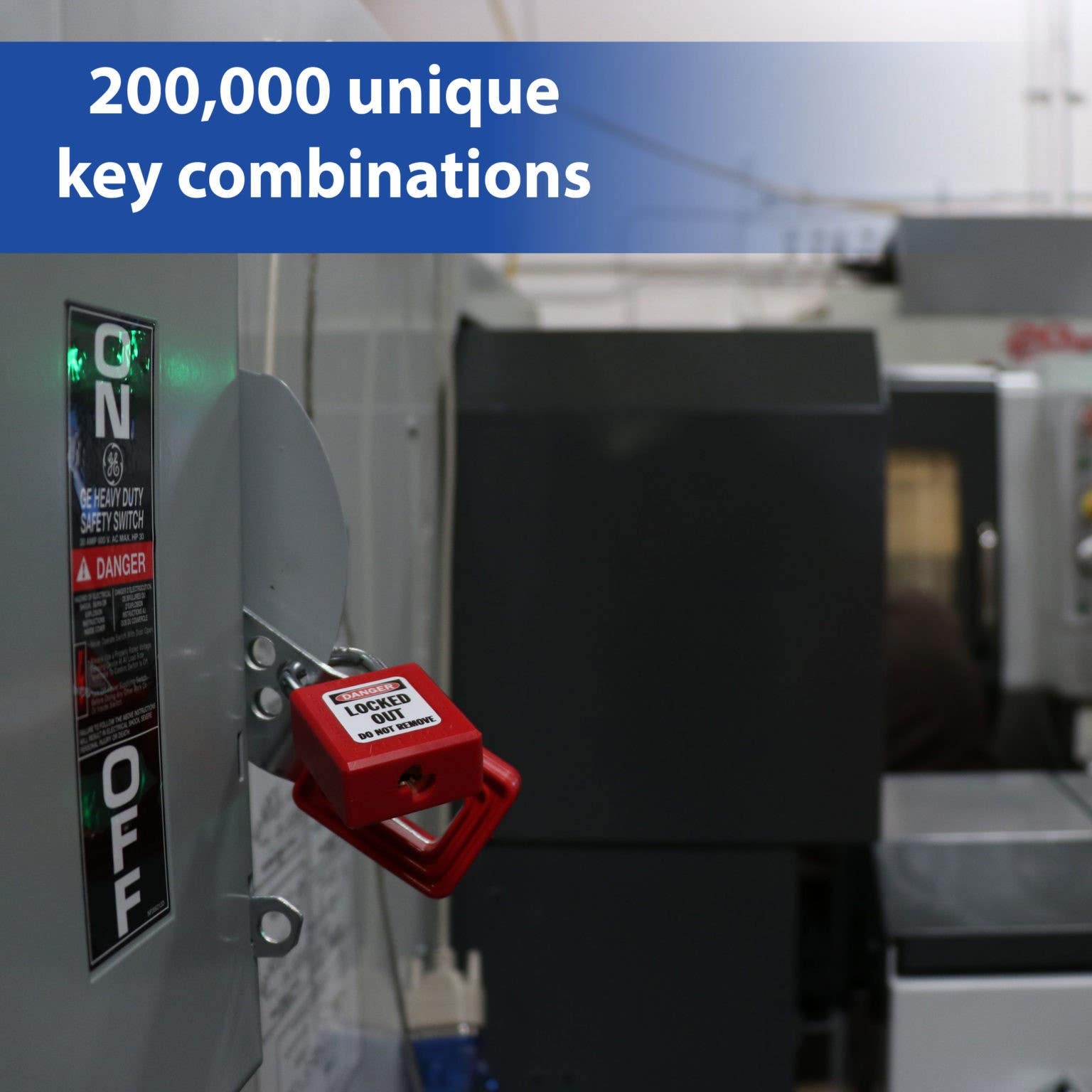 Paclock PL410-PRO Pro-Series 7-Pin Thermoplastic Lock Out, Tag Out Padlock, 1/4" Shackle Dia.,PR1 Keyway