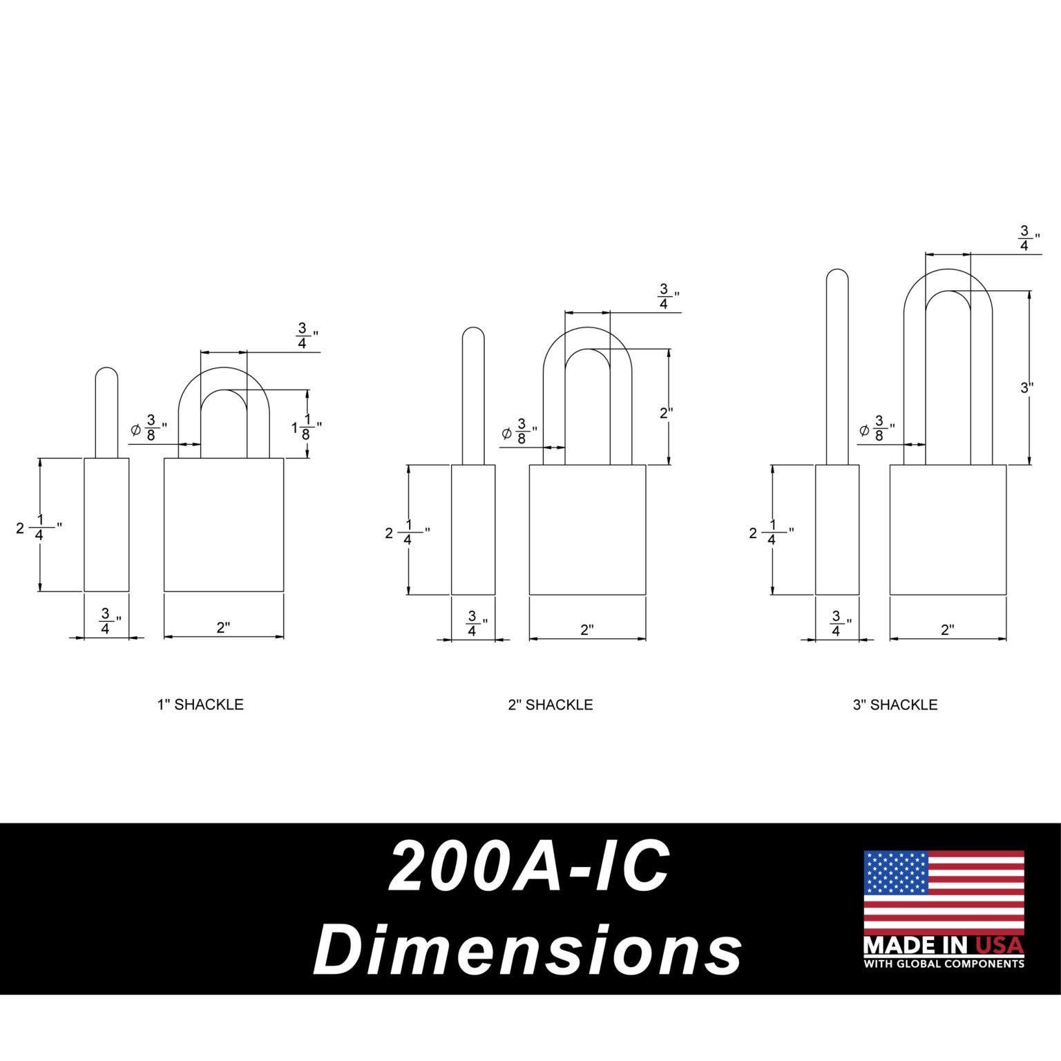 Paclock 200A-IC SFIC Compatible Heavy Duty Aluminum Padlock, 3/8" Shackle Dia.