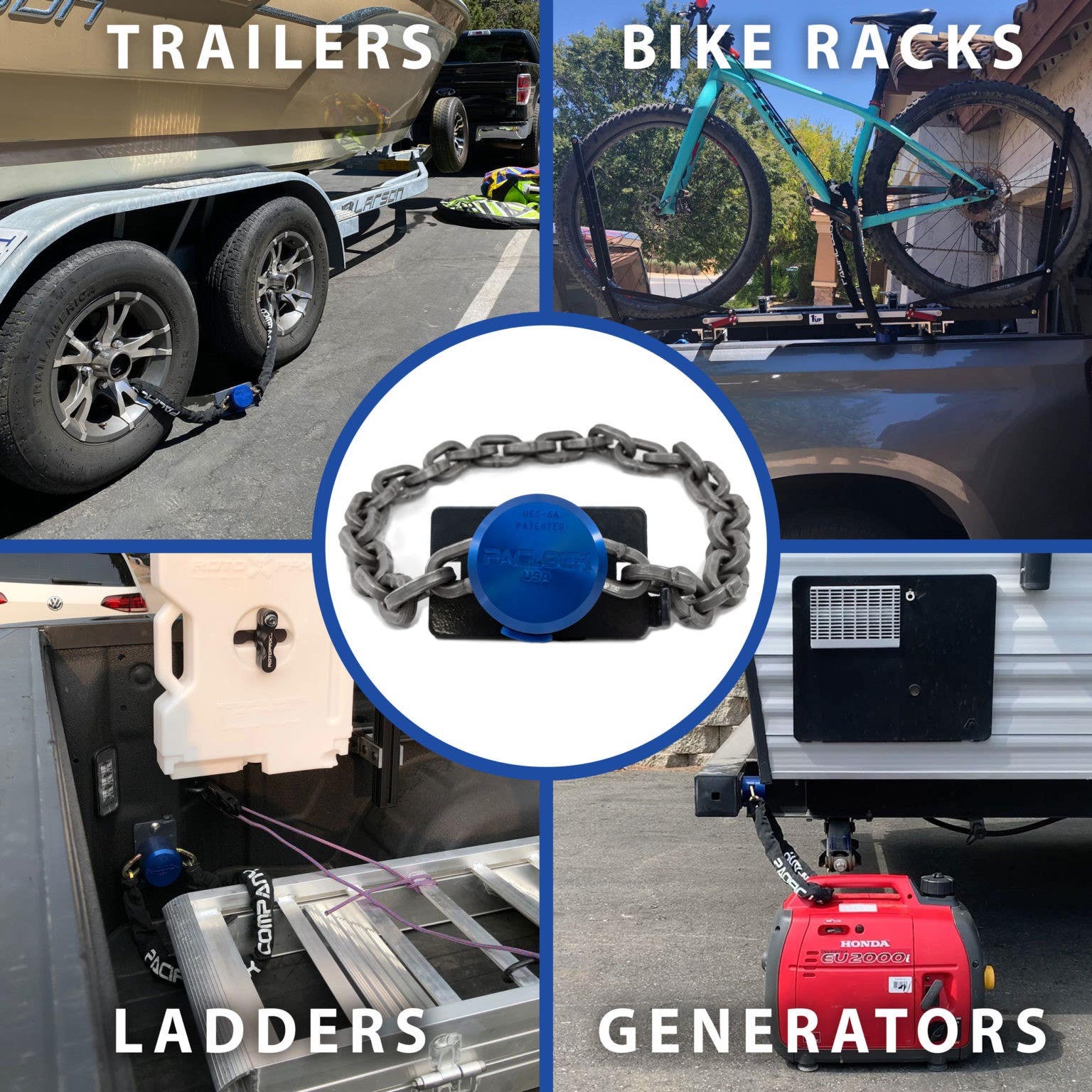 Paclock UCS-6A Aluminum Chain Locking System For 3/8" Chain,Universal Cylinder System,6-Pin Cylinder
