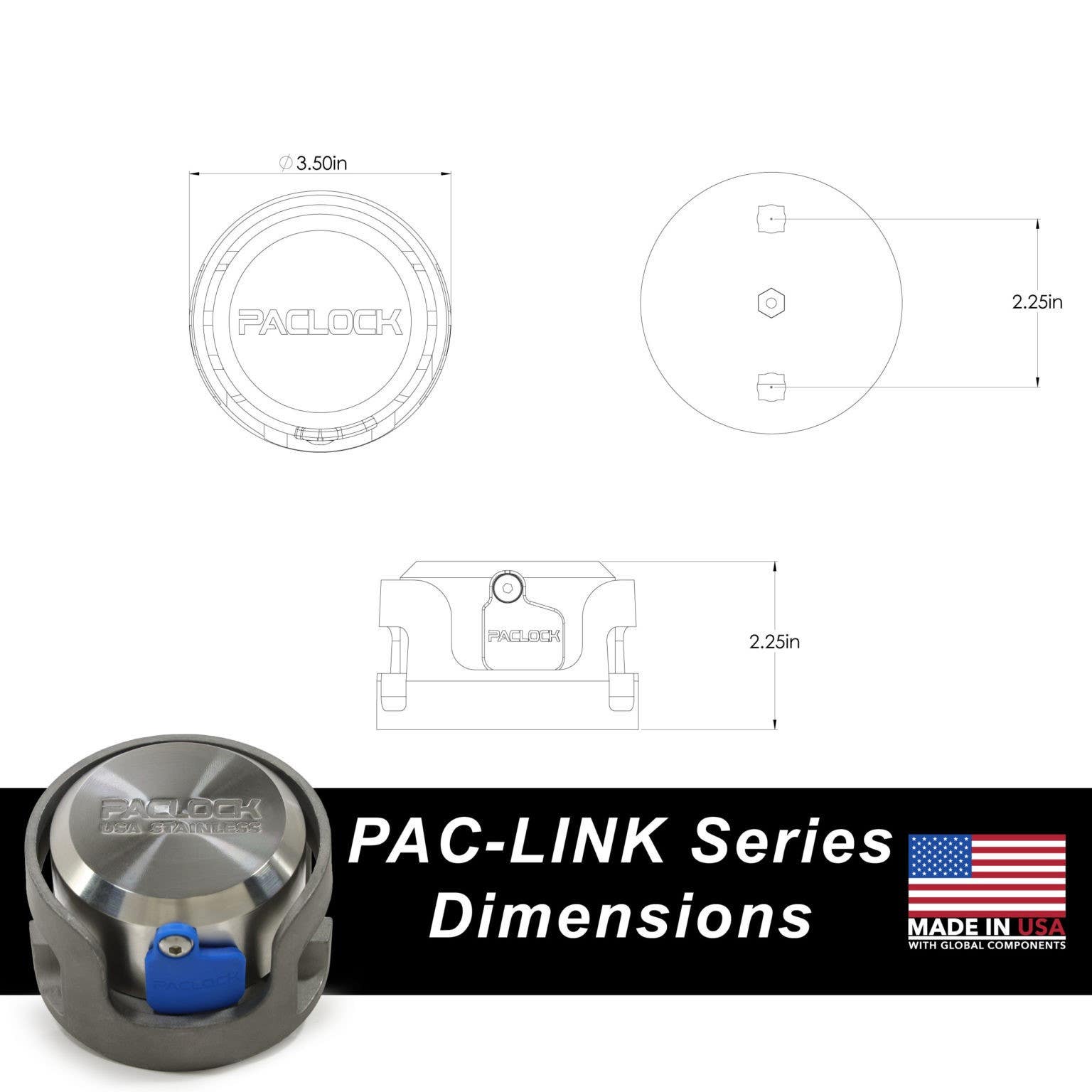 Paclock 5S-IC PAC-LINK SFIC Compatible Stainless Steel Chain Locking System For 1/2" Chain