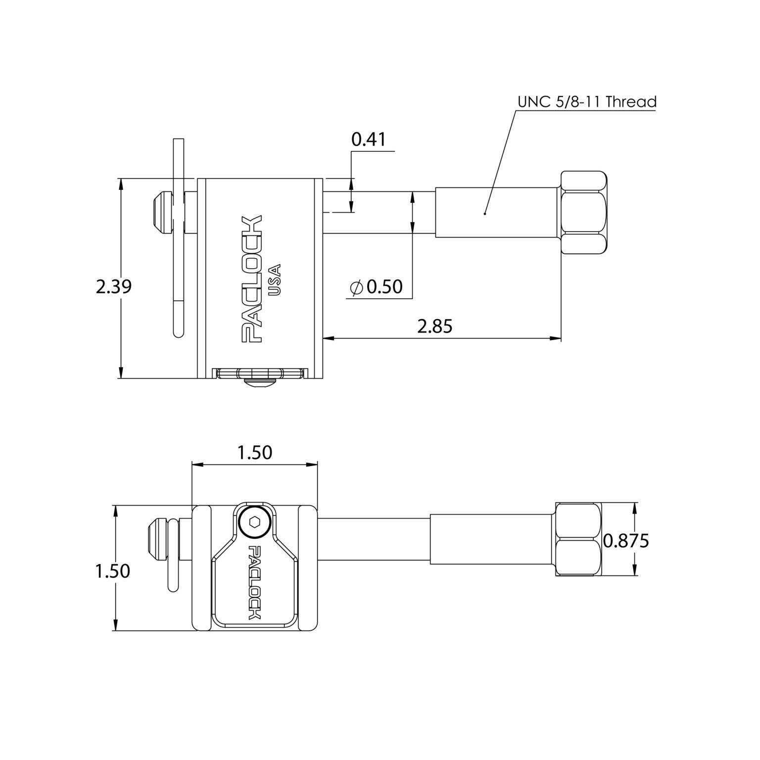 Paclock TL80-YK-1 Locking Hitch Pin For Yakima Bike Racks, Standard Rekeyable