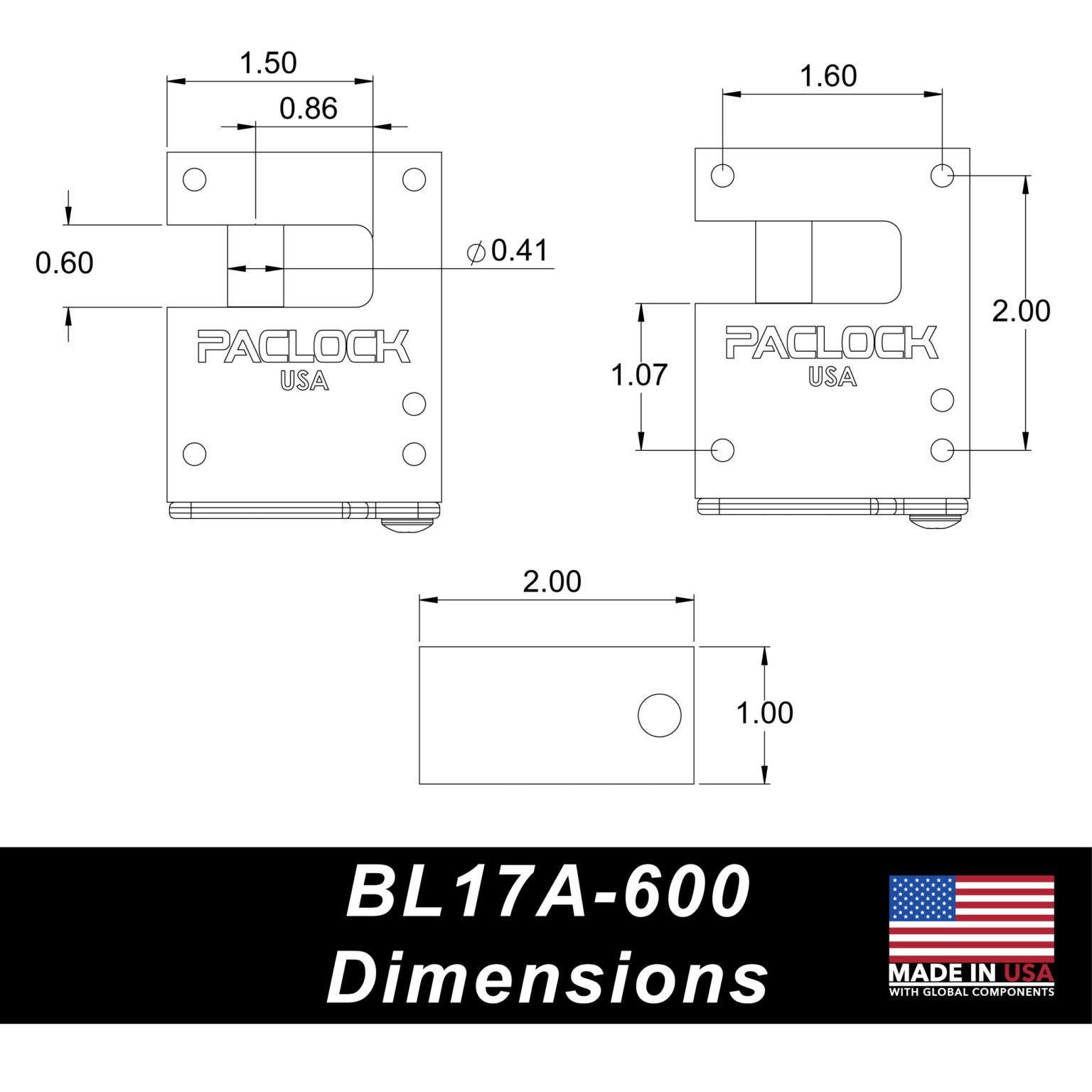Paclock LFIC-BL17A LFIC Compatible Hidden Shackle Aluminum Block Lock