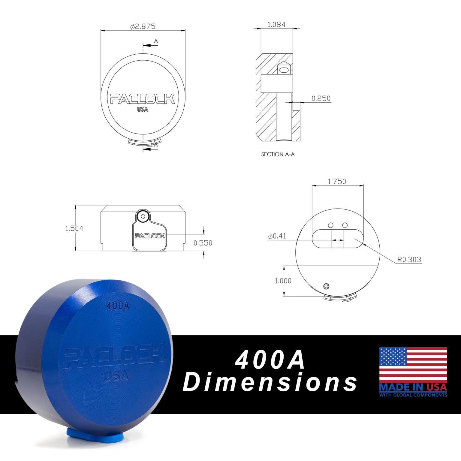 Paclock 400-IC SFIC Compatible Hidden Shackle Stepped-Back Puck Lock