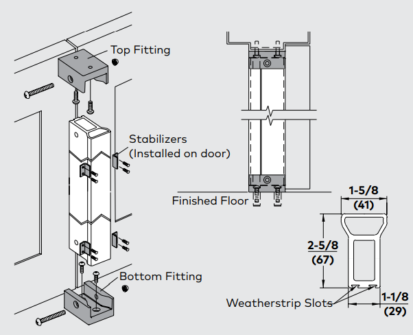 KABA 1310 Aluminum Mullion, 1-5/8" × 2-5/8"