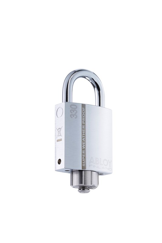 Abloy Sentry PLLW330 Cliq Padlock, Super Weather Proof w/o Keys, Finish-Chrome