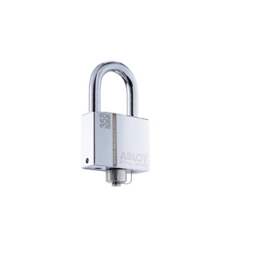 Abloy Sentry PLM358 Steel Padlock, Shackle-38 mm, Shackle Sealed & Wether Seal Cap, Chrome