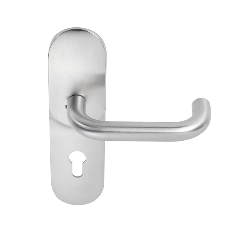 Abloy Sentry DH070 Inoxi 3-19 Long Plate Door Handle , Material-Brass, Brushed Nickel