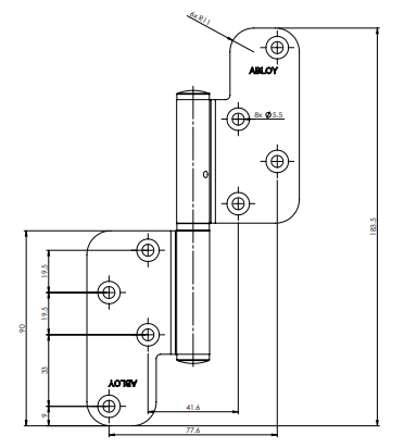 Abloy Sentry HL055_4114 Door Hinge N90x49TP RT/HA