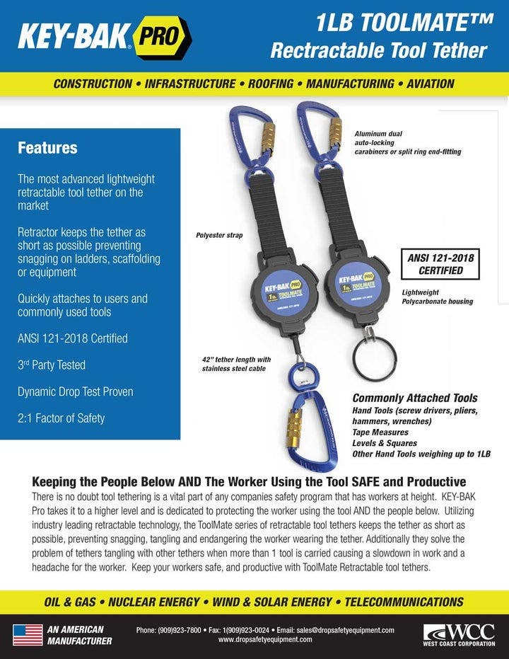 KEY-BAK 0KB6 1 lb Retractable Tool Tether