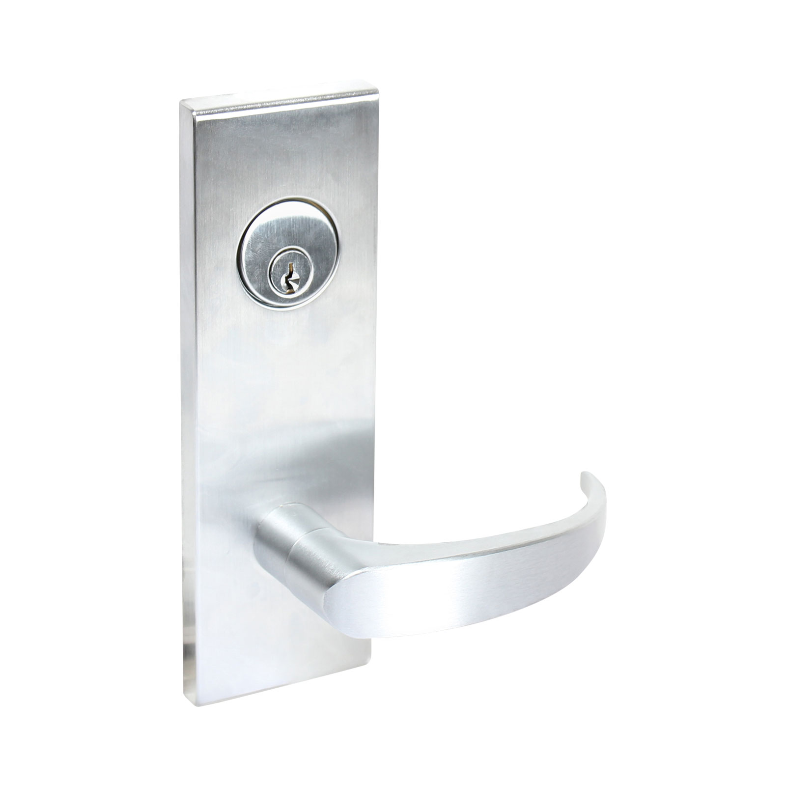 Pamex MS-EYM Single Cylender Mortise Lock w/Escutcheon Plate, Satin Chrome