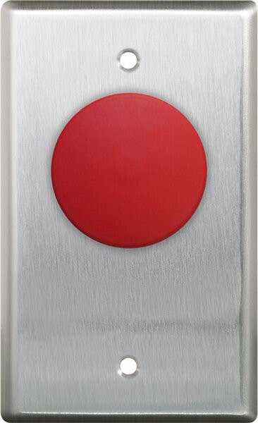 Camden Door Control CM-400 Series 1-5/8" Mushroom Push Button With Stainless Steel Faceplate