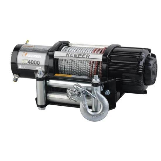 Keeper KT4000 Eletcric Winch, 4000lbs Capacity, 12VDC Single Line Pull