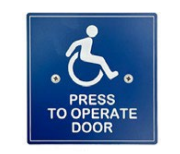 MS Sedco 89-H 4 1/2" Square Switch & Heat Resistant Acrylic Face Plate, "WHEELCHAIR/PRESS TO OPERATE DOOR"