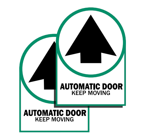 MS Sedco MSS-3 Door Safety Decal, "AUTOMATIC DOOR KEEP MOVING", Green, Black & White