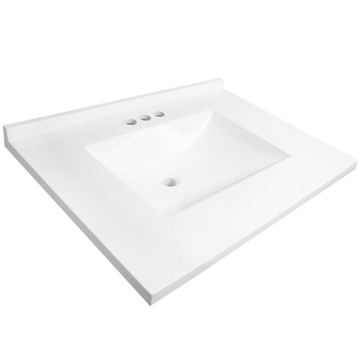 Design House 630 Camilla II Marble Vanity Top In Solid White, 4" Centerset