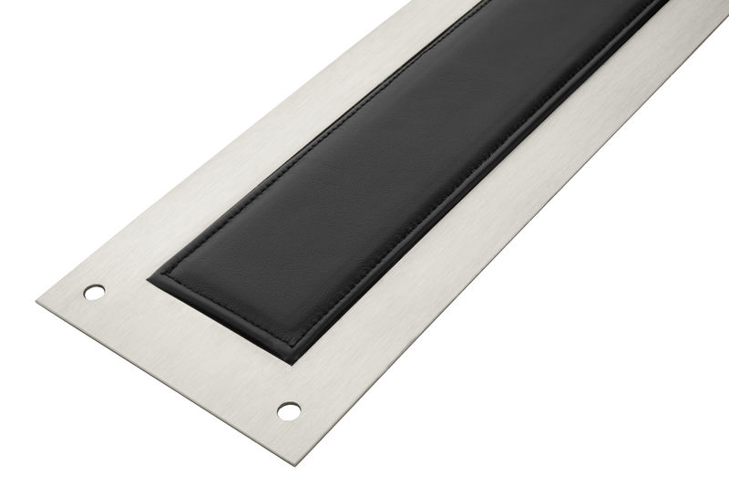 Rockwood RM1060 4" w x 22" h Push Plate w/ leather inlay